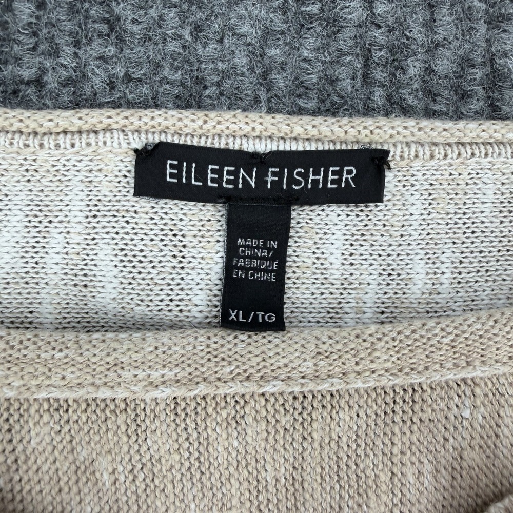 Eileen Fisher organic linen cotton boxy sweater XL lagenlook luxury minimalist - Picture 4 of 10